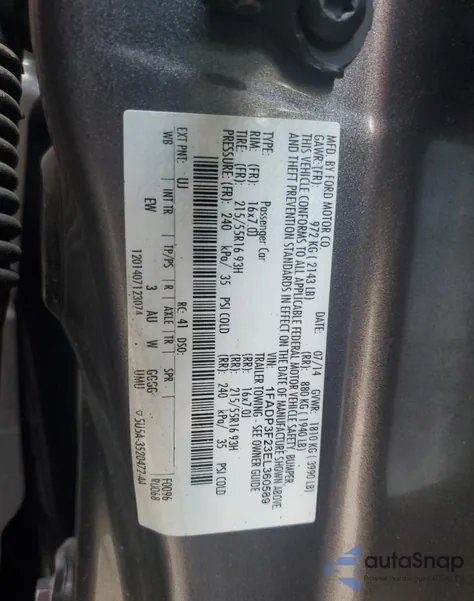 2014 Ford Focus Se from USA, damaged, VIN 1FADP3F23EL360589